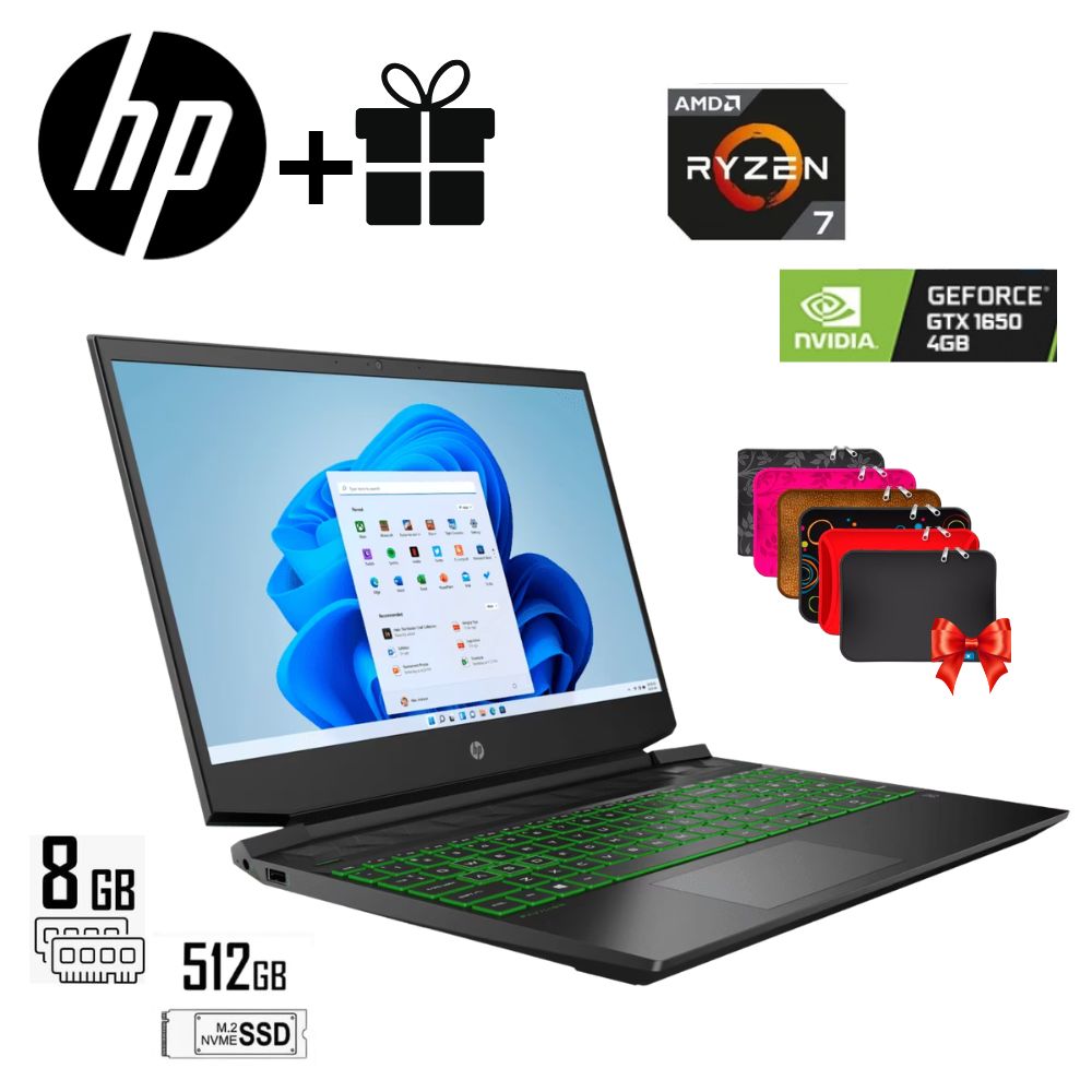 LAPTOP HP PAVILION GAMING 15EC1038LA RYZEN 7 8GB RAM 512GB SSD GTX 1650 4GB 15.6 FHD WINDOWS 10