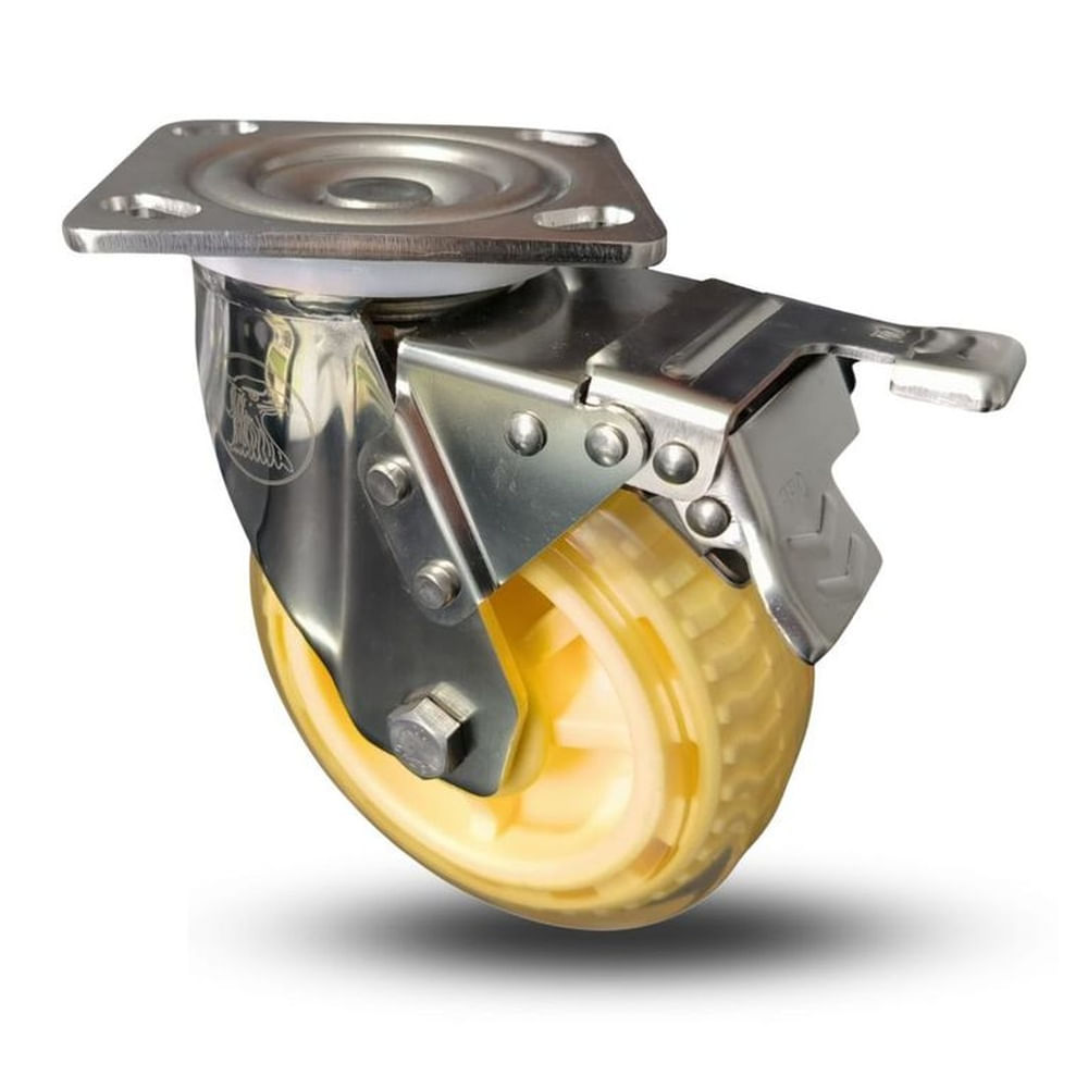 GARRUCHA AC INOX FREN TRANSP 100MM CARGA 250KG Naranja Claro