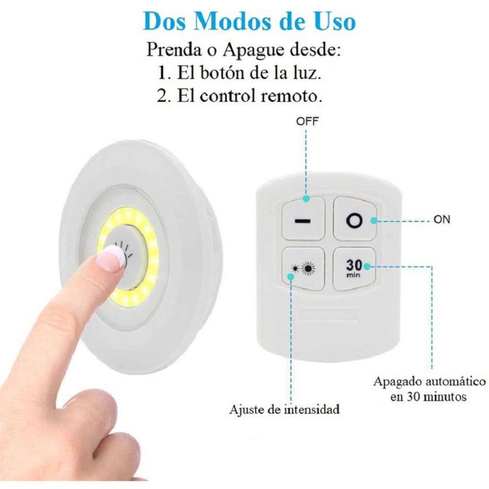 Kit de 3 Luces Led Portátil con Control Remoto y Apagado Automático