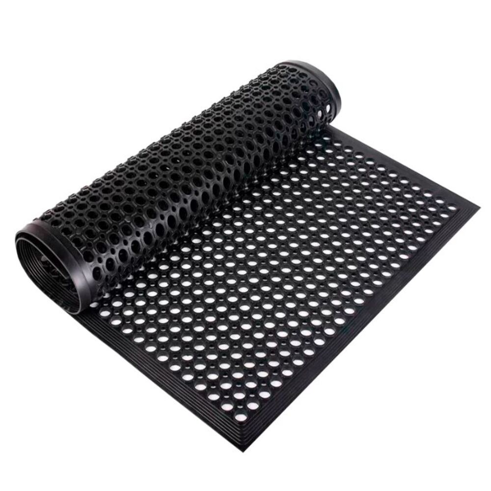 PISO ANTIFATIGA RUBERMAT CON DRENAJE MEDIDA 0.90 M X 0.90 M COLOR NEGRO