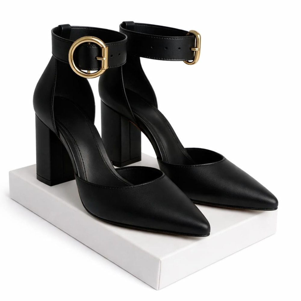 Zapato Media Estacion Negro taco 9 - cuero - Talla 37