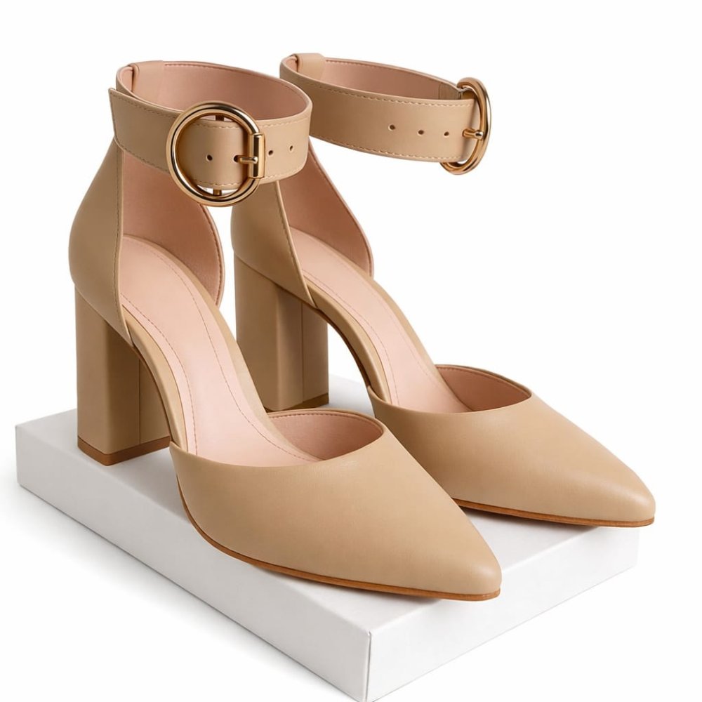 Zapato Media Estacion Nude taco 9 - cuero - Talla 36