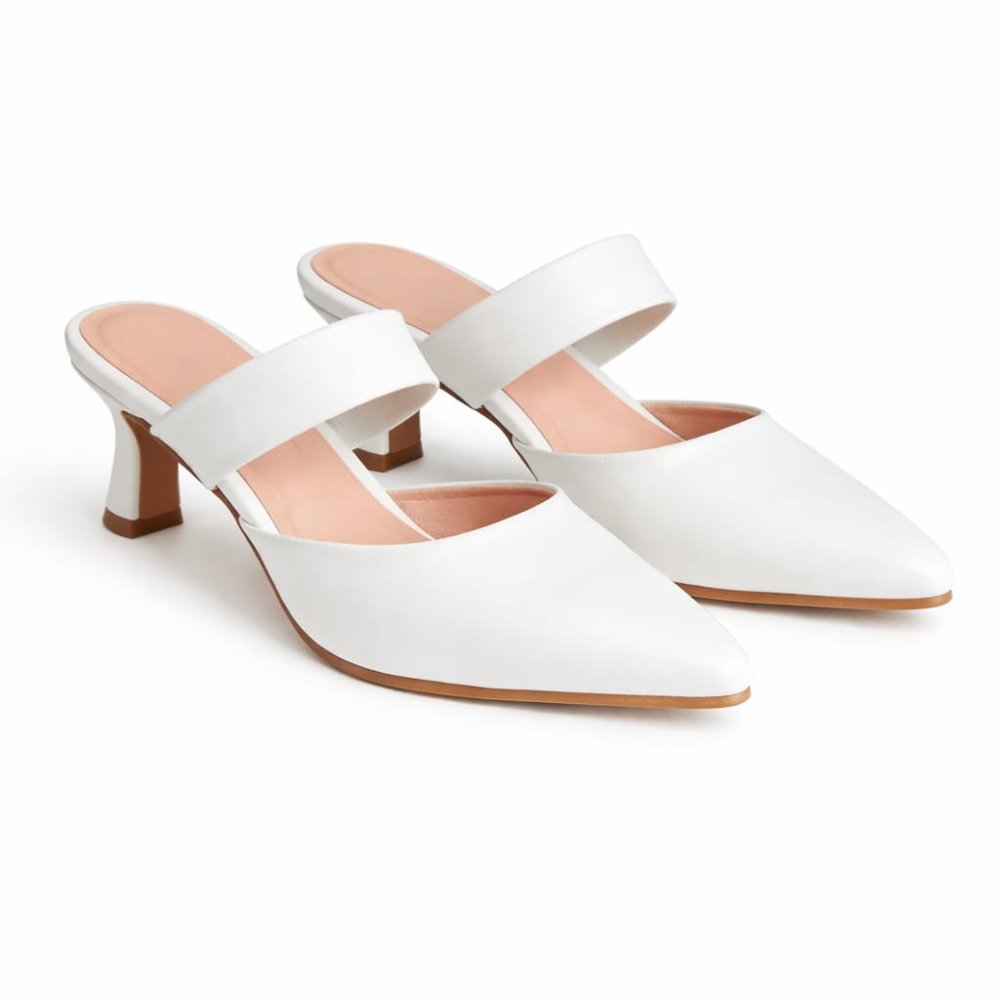 Zapato Salvador Blanco taco 5 - cuero - Talla 36