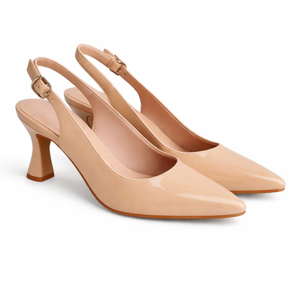 Zapato Destalonado Nude Taco 7 Charol Zapato Destalonado Nude Charol Taco 7 - Talla 36