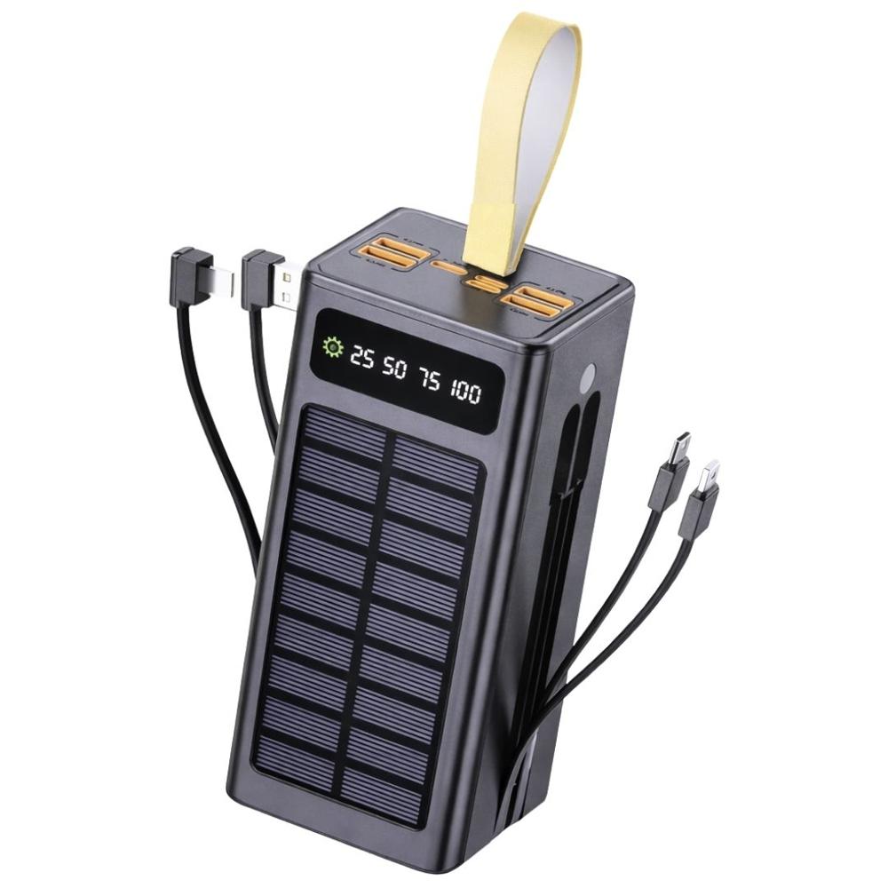 Power Bank Solar 50000 mAh con Carga Rápida PD 22.5W, Cables Integrados Tipo C y Lightning LK-551