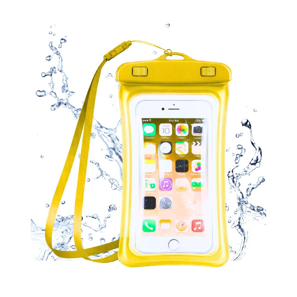 Funda Acuática con Flotador para Celular Hermético Amarillo