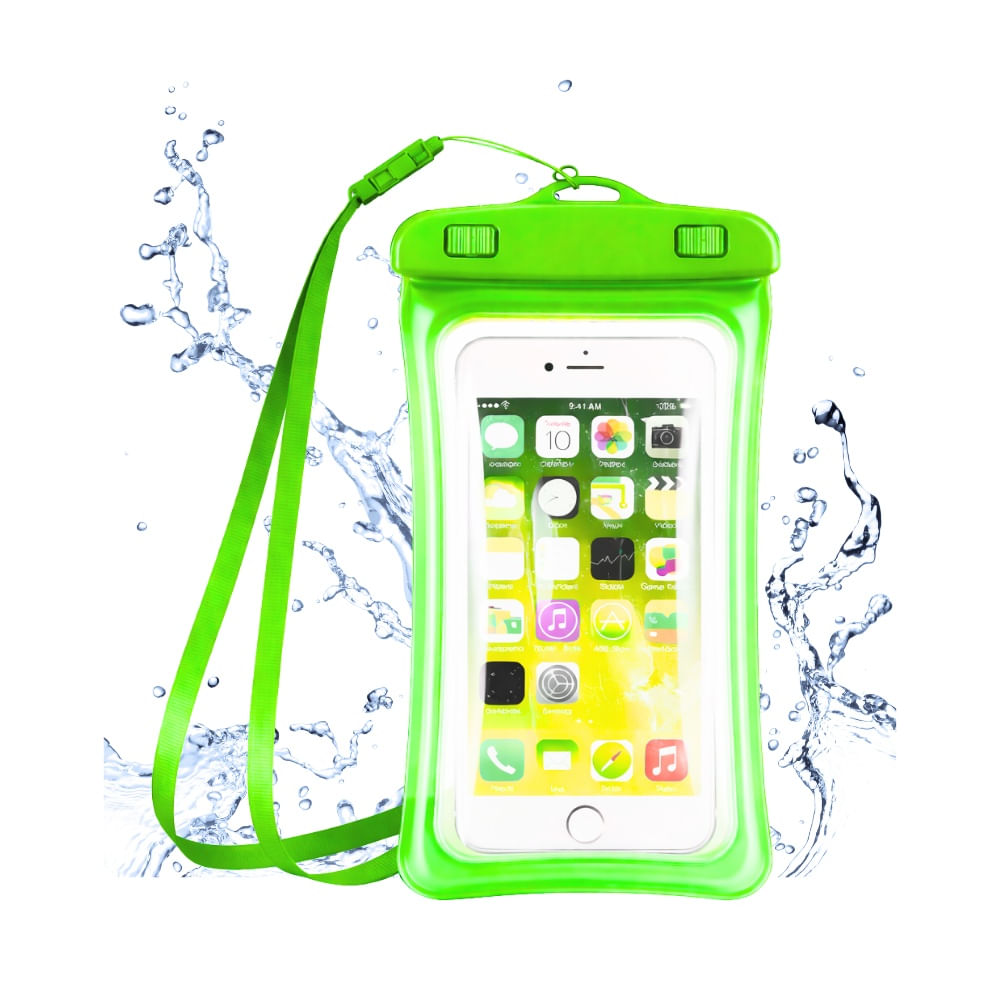 Funda Acuatica con Flotador para Celular Hermetico Verde