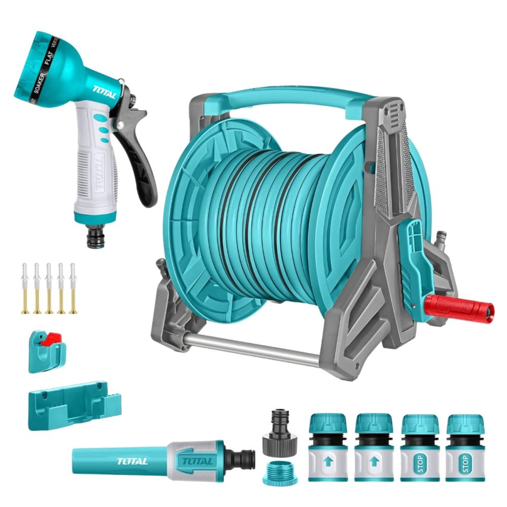 Pistola de Riego 9 funciones + manguera 20mts + conectores Total THWS010901-THHR20124