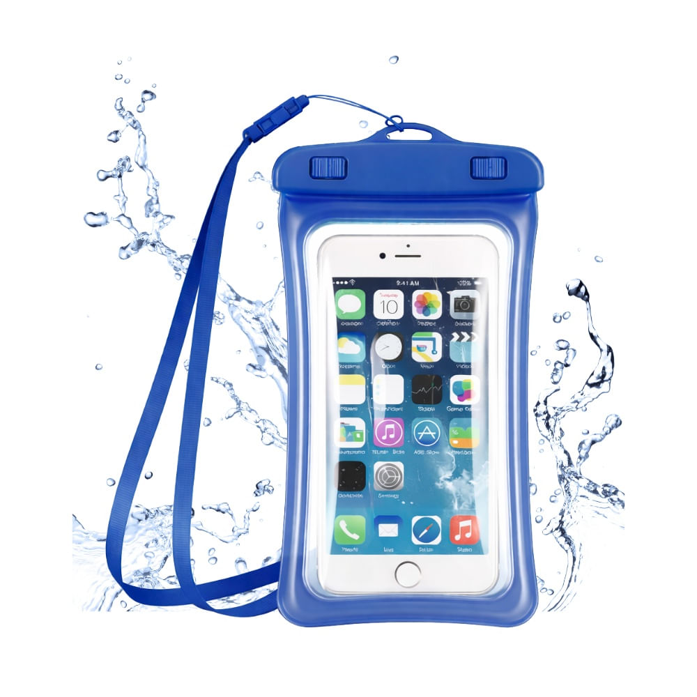 Funda Acuatica con Flotador para Celular Hermetico Azul