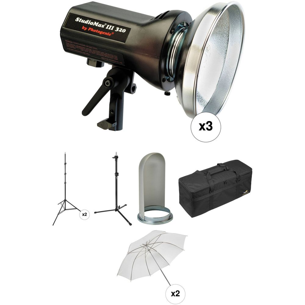 Kit de Estudio Fotográfico Photogenic Studiomax Iii de 3 Luces 120V para Retratos Kit de Estudio Fotográfico Photogenic Studiomax Iii de 3 Luces 120V para Retratos