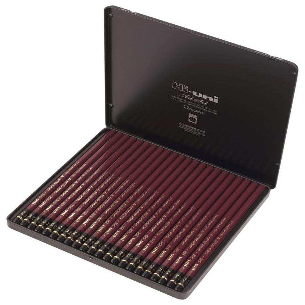 Uni Set de lápices de grafito profesional Hi-Uni x22 Uni Set de lápices de grafito profesional Hi-Uni x22
