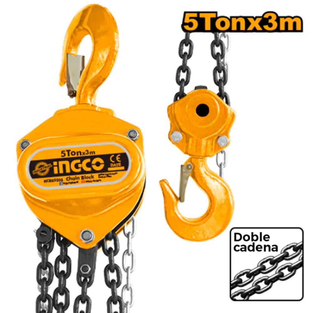 Tecle con Cadena de 5 Toneladas Ingco HCBK0205 Tecle con Cadena de 5 Toneladas Ingco HCBK0205