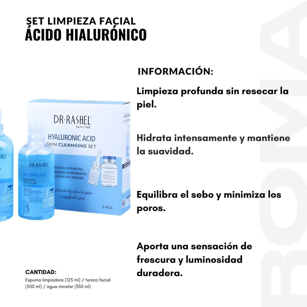 SET LIMPIEZA FACIAL ÁCIDO HIALURÓNICO DR RASHEL
