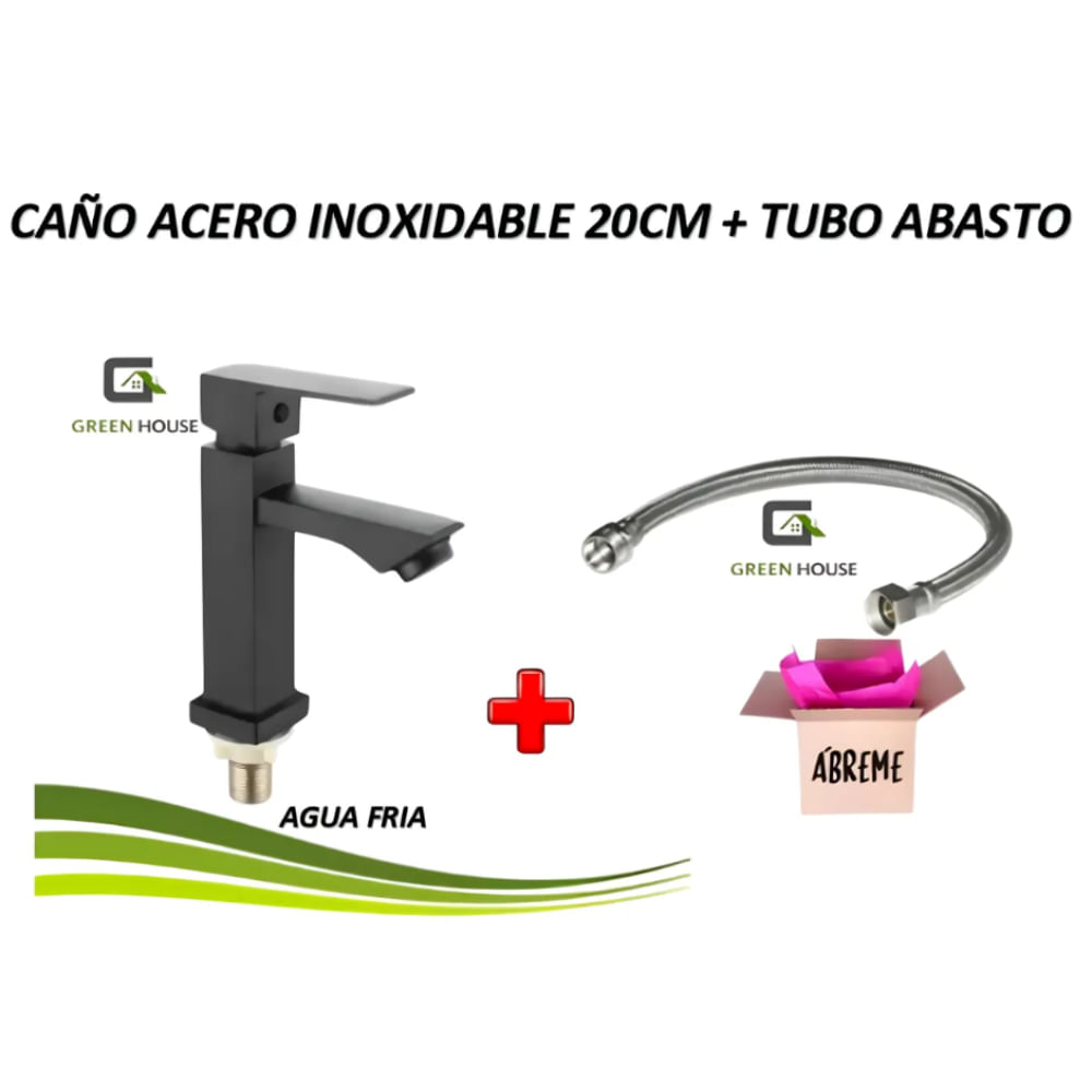 GRIFERIA ACERO INOXIDABLE 20CM NEGRO AGUA FRIA GRIFERIA ACERO INOXIDABLE 20CM NEGRO AGUA FRIA