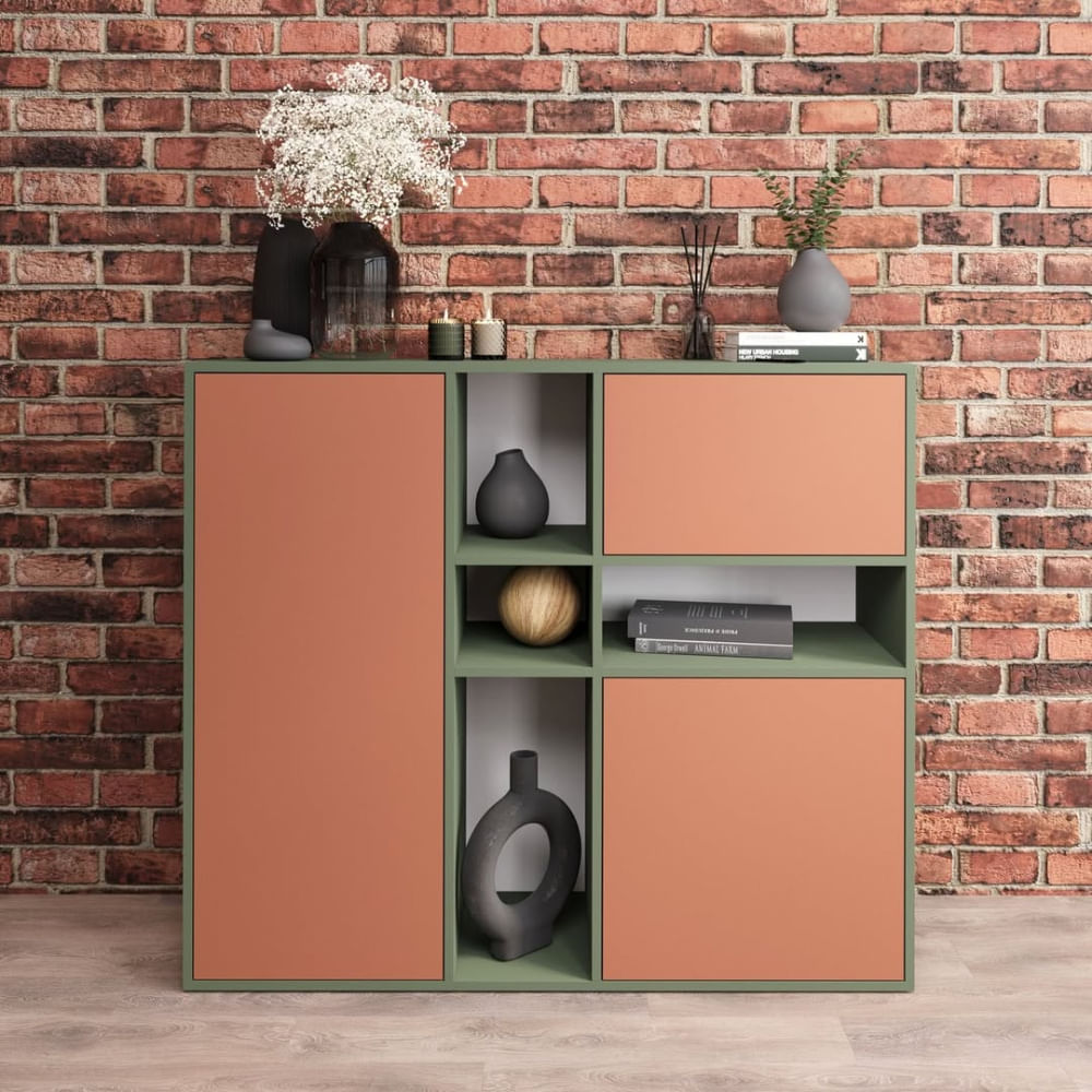 Aparador Palmer 3 puertas Naranja y Verde | Masiva Home Aparador Palmer 3 puertas Naranja y Verde | Masiva Home