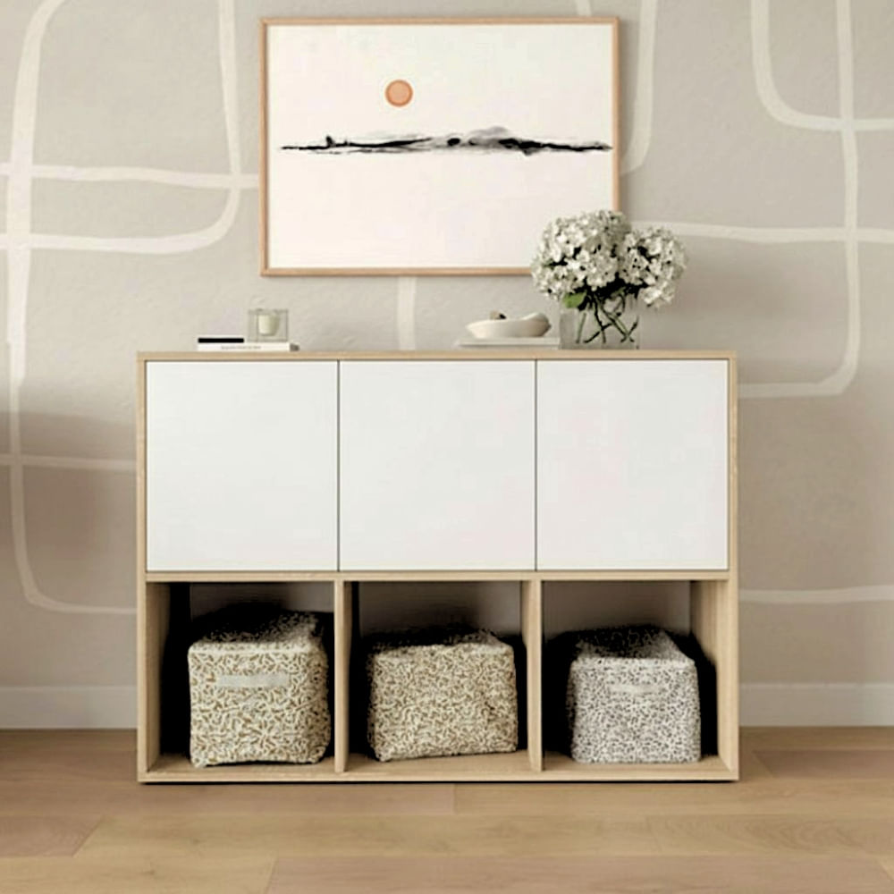 Aparador Arden 3 puertas Blanco y Marron | Masiva Home Aparador Arden 3 puertas Blanco y Marron | Masiva Home