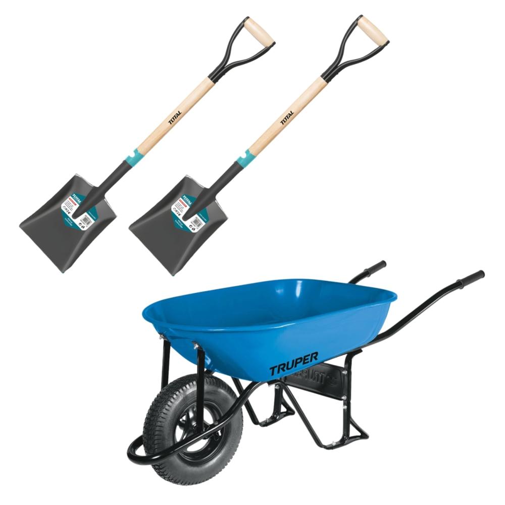 Carretilla 5.5 Truper + 2 Palas Cuadrada Total 11752-THTHW0102-THTHW0102