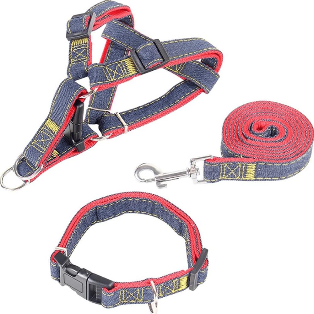 Arnés Collar Y Correa De Jean y Rojo Para Perro Talla XL Arnés Collar Y Correa De Jean y Rojo Para Perro Talla XL