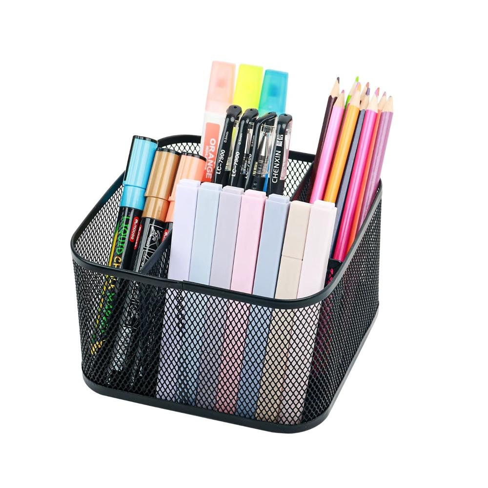 Portalápices Cuadrado de Malla Metálica 5 Divisiones