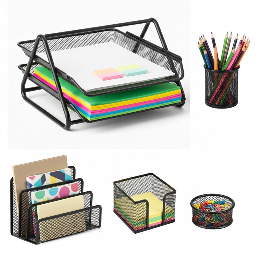 Set Organizador para Escritorio de Malla Metálica 5 Piezas Set Organizador para Escritorio de Malla Metálica 5 Piezas