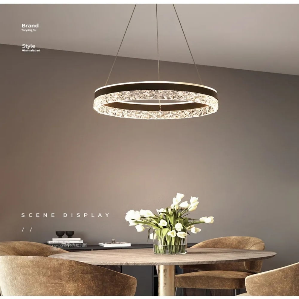 Lámpara de techo led aro 3 luces negro