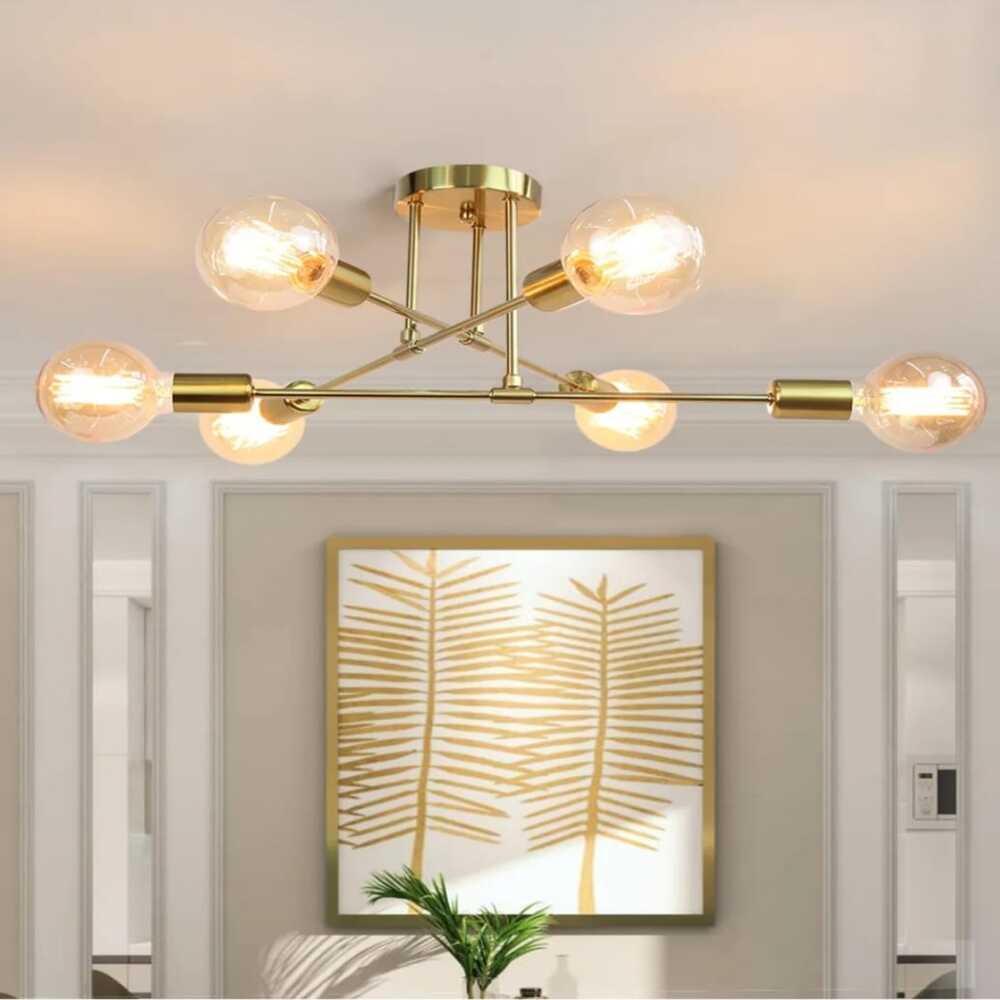 Lámpara de techo getafe dorado 6 sockets incluye kit de limpieza