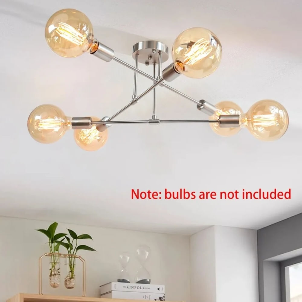 Lámpara de techo getafe plateado 6 sockets