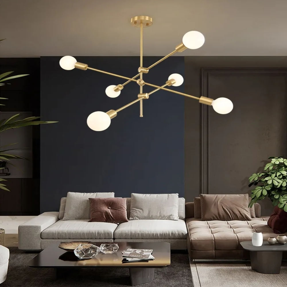 Lámpara de techo Monaco dorado incluye 6 focos tricolor