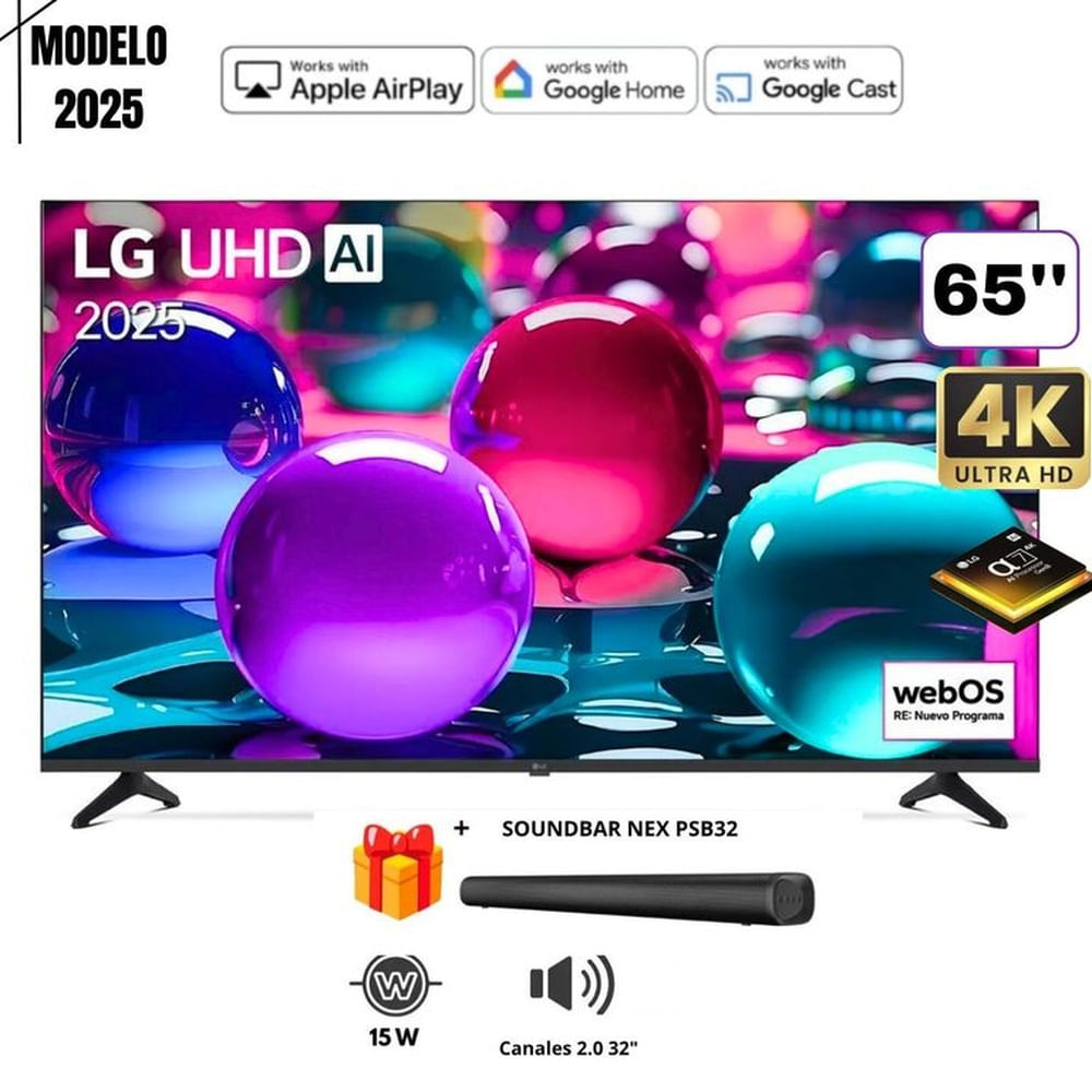 TELEVISOR 65 LG 65UA7300PSB UHD 4K THINQ AI 2025 MAS SOUNDBAR NEX
