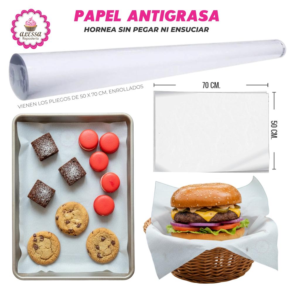 100 pliegos de Papel Antigrasa 50 x 70 cm. para Repostería Panadería