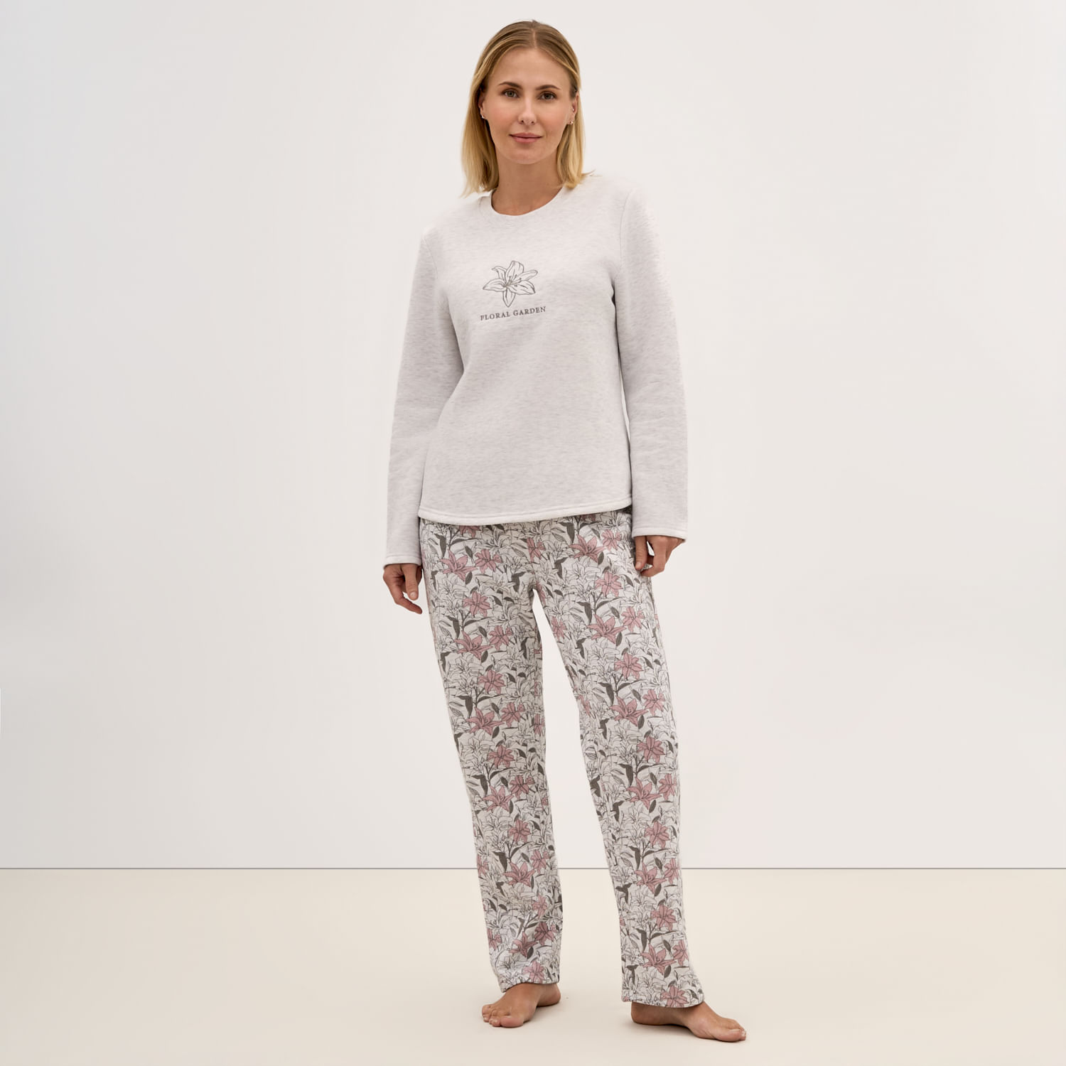 Pijama Mujer Bordado Fleece Zafin