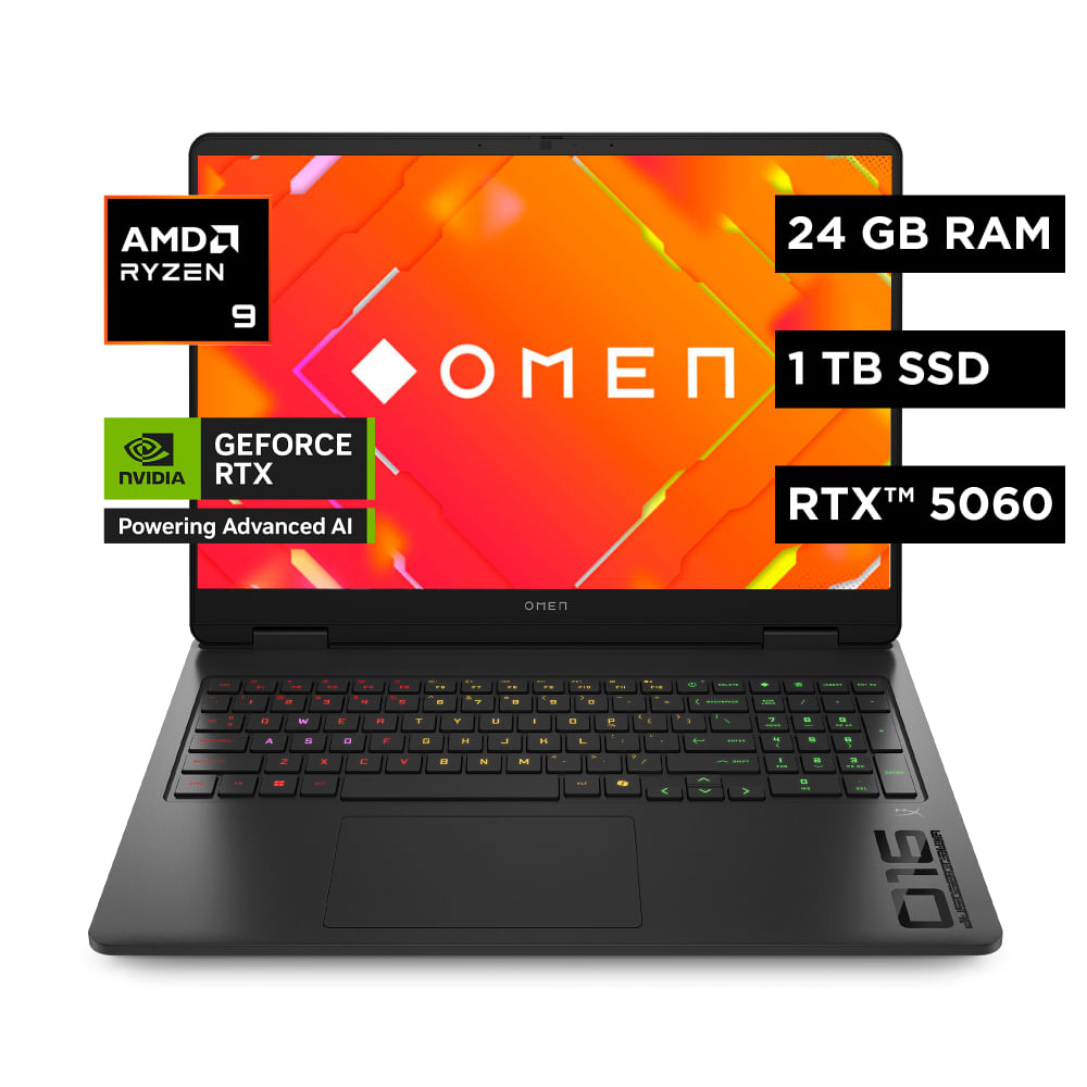 Laptop HP Gaming Omen AMD Ryzen 9 24Gb Ram Rtx 5060 1 Tb Ssd 16"" 16-ap0008la