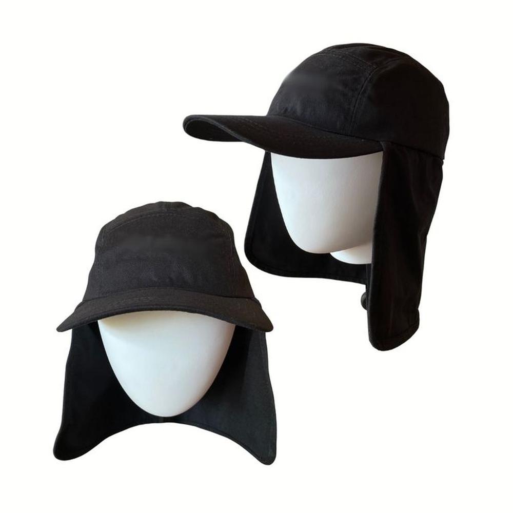 Sombrero Gorro Alta Proteccion Sol Cubre Nuca Negro Bordado