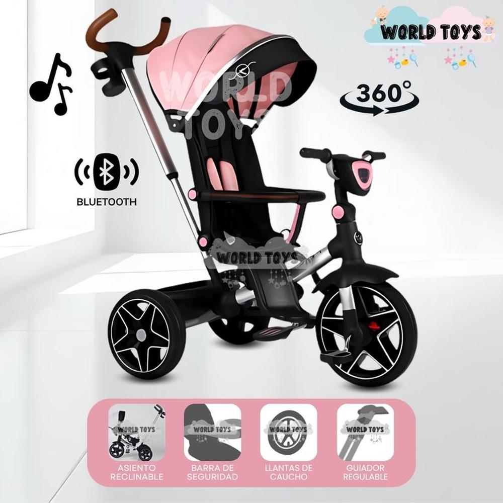 Triciclo Guiador Giratorio HARDIN con Bluetooth Pink