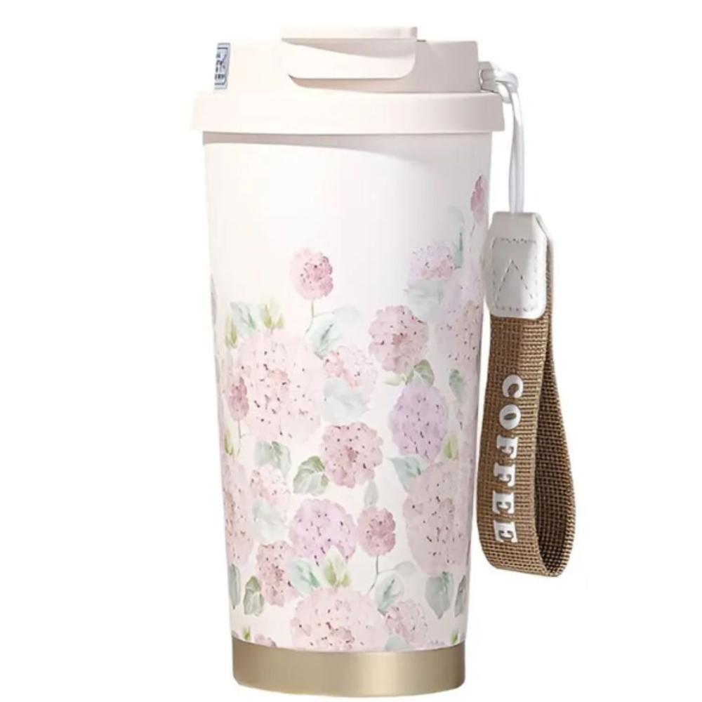 Taza Térmica de Acero Inoxidable Flores 520 ml Conserva Calor y Frío