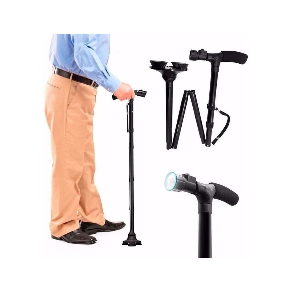 Bastón Apoyo Plegable Con Luz Led Antideslizante