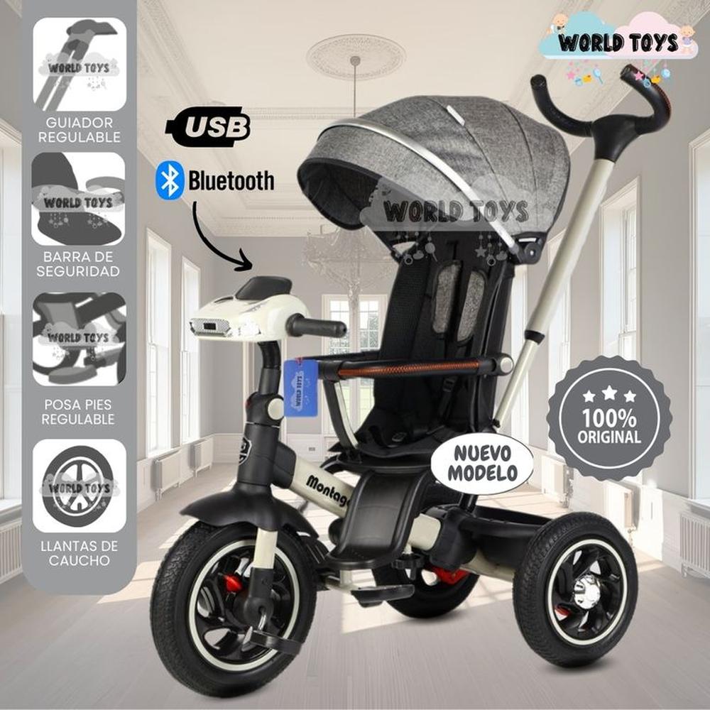 Triciclo Guiador Musical 3 en1 BUMER Gray