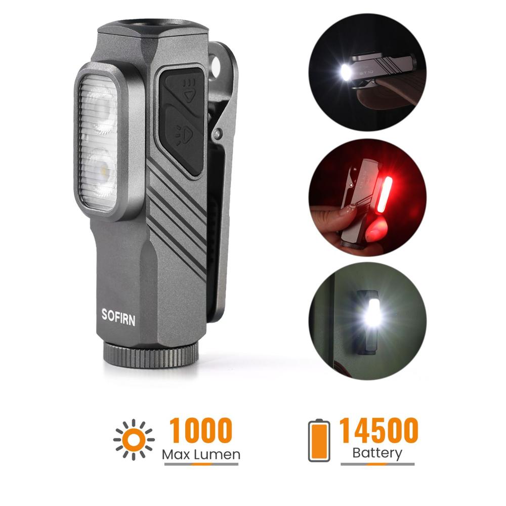 Linterna LED Recargable Alta Potencia 1000 Lúmenes con Luz Roja Imán y Clip Manos Libres