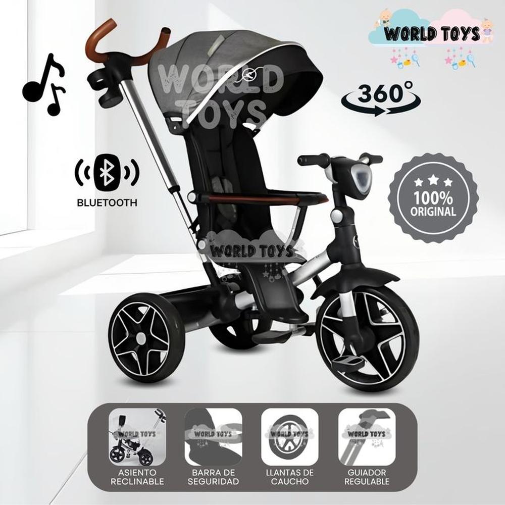 Triciclo Guiador Giratorio HARDIN con Bluetooth Gray