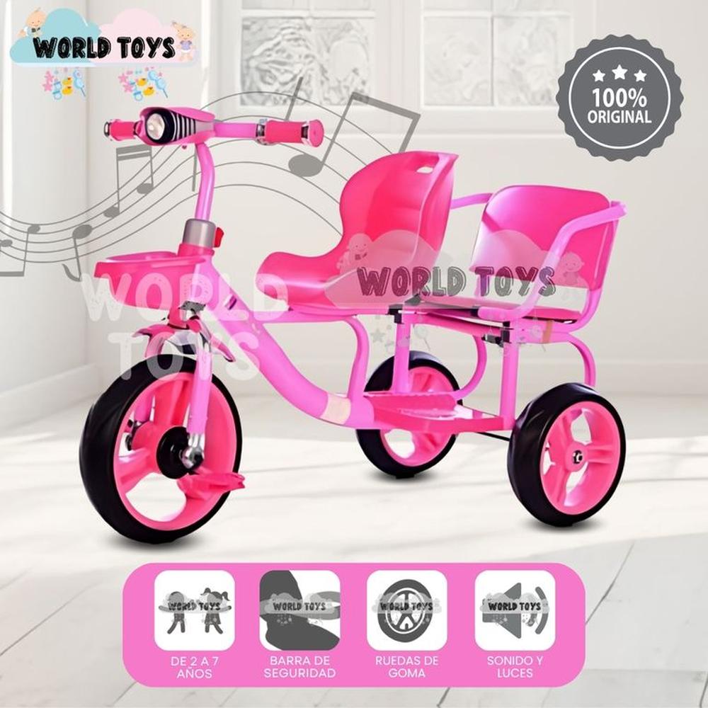 Triciclo Gemelar Musical DUO NEON Edición Limitada Pink