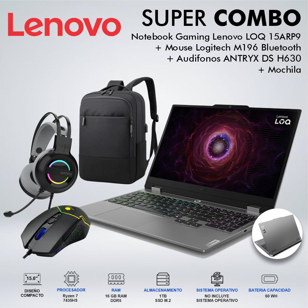 LAPTOP GAMING LENOVO LOQ 15ARP9 RYZEN 7 7435HS MEMORIA 16GB DISCO 1TB