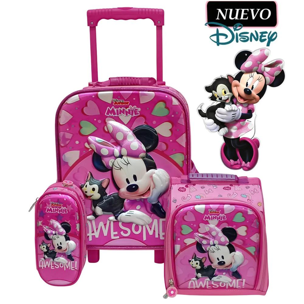 Set de Mochila con Ruedas EXTRA Oficio Lonchera y Cartuchera Minnie ...