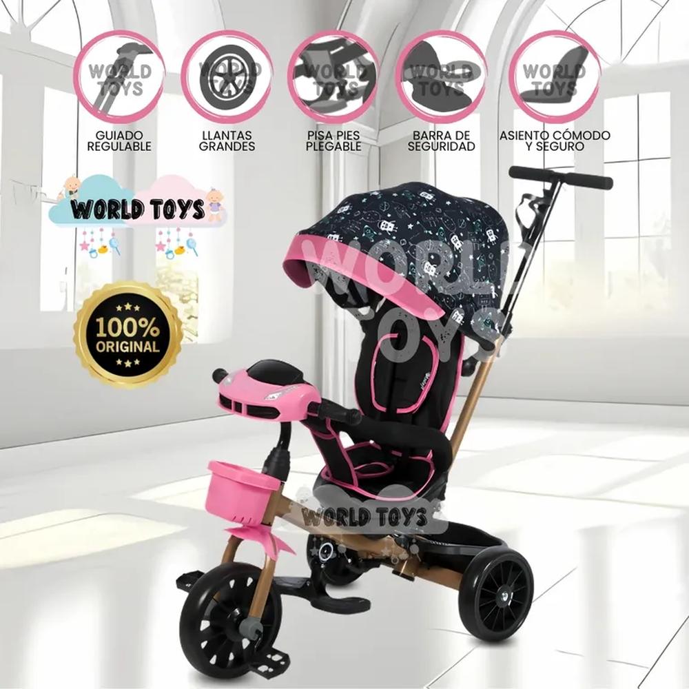 Triciclo Guiador con Bluetooth para Niños ROY Pink