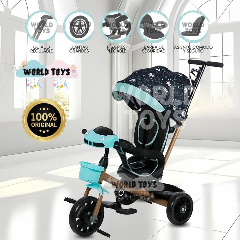 Triciclo Guiador con Bluetooth para Niños ROY Light Blue