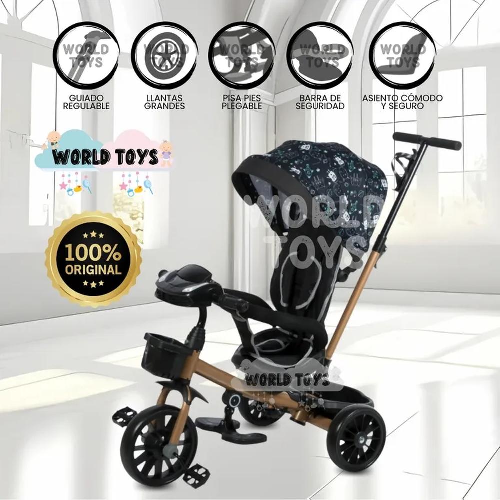Triciclo Guiador con Bluetooth para Niños ROY Black