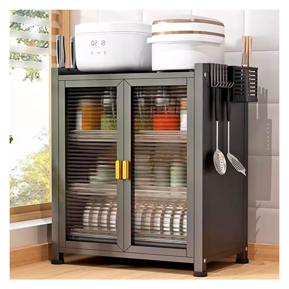 Organizador Escurridor Platos Cocina Utensilio Estante Multiuso 2 Niveles Negro