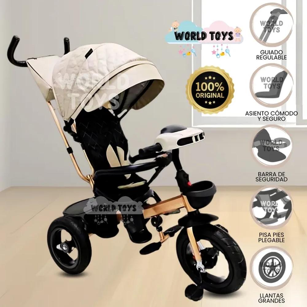 Triciclo Giratorio 3 en 1 SMART PREMIUM Bluetooth Beige