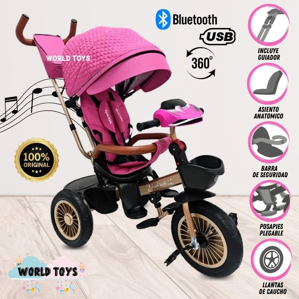 Triciclo Guiador LUCIAN II con Bluetooth Dark Pink
