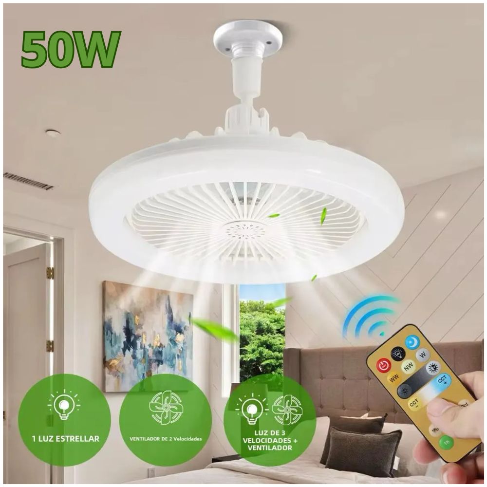 Foco Ventilador de Techo Multifuncional REMA 50W Luz LED Integrada Cálida Fría