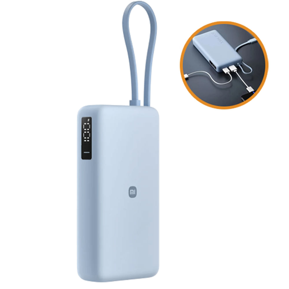 Power Bank Xiaomi 20000 mAh 67W Celeste con cable integrado - Carga Ultra Rápida